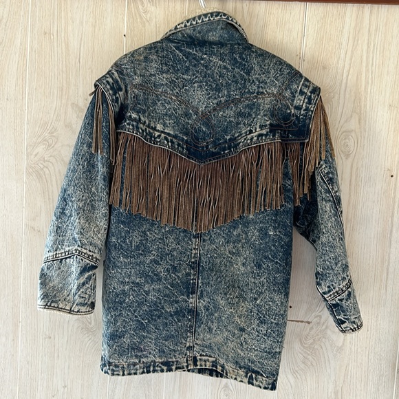 Vintage tasselled semi lined womens jean jacket size 10 - Picture 4 of 4